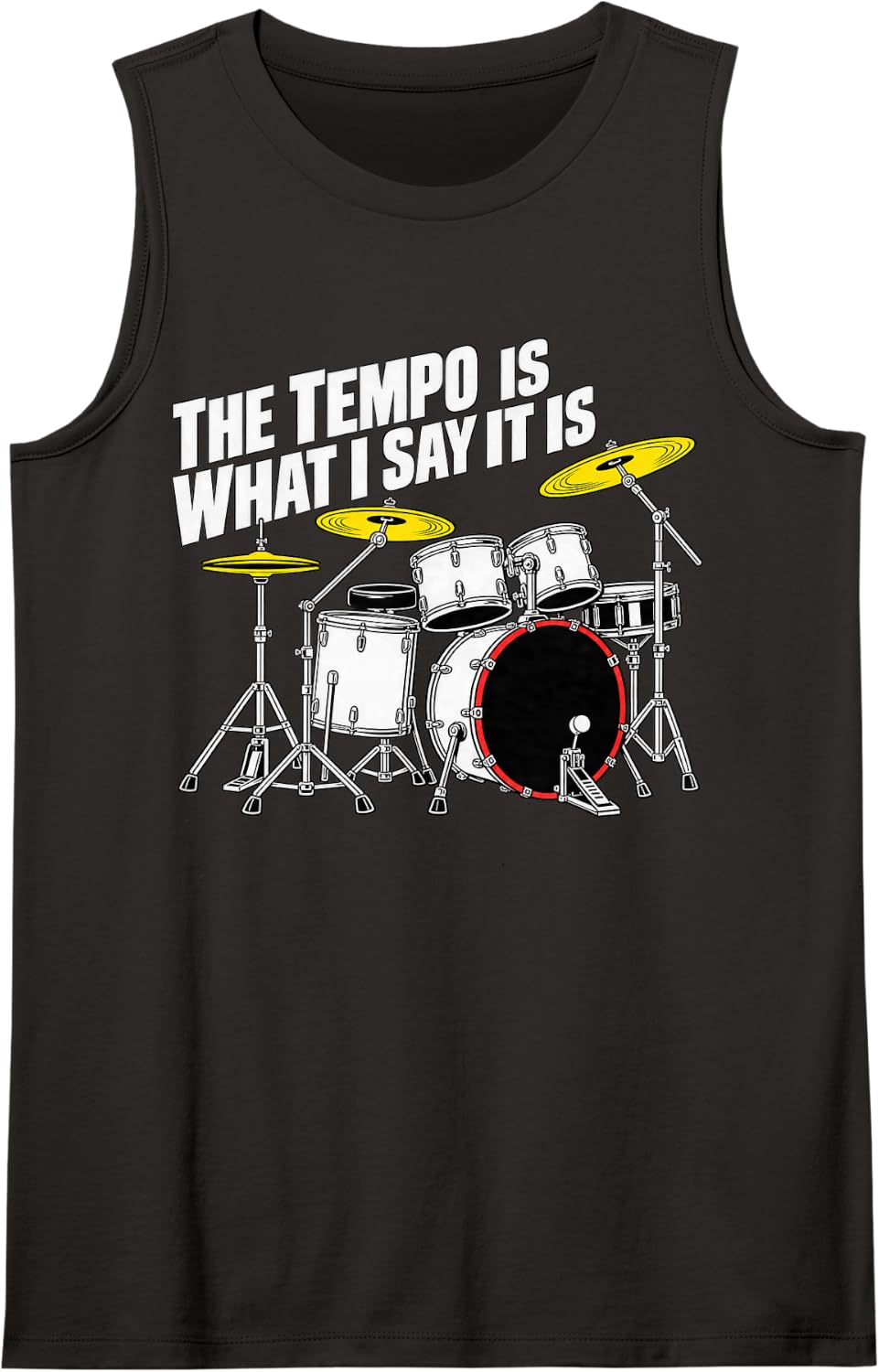 Drummer Humor Drum Kit Line Art Quote Sleeveless Tank Top - Black