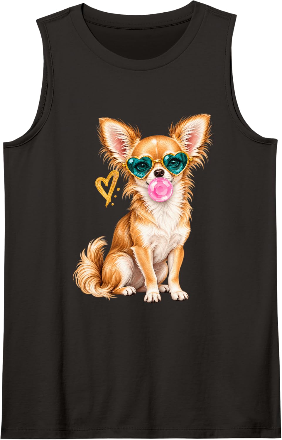 Funny Chihuahua Bubblegum Sunglasses Funny Animal Women Sleeveless Tank Top - Black