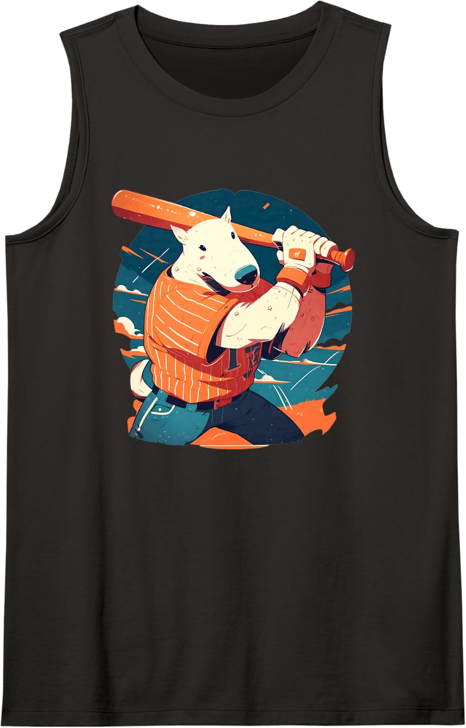 Bull Terrier Baseball Player Dog Lover Owner Walker Trainer Sleeveless Tank Top - Black