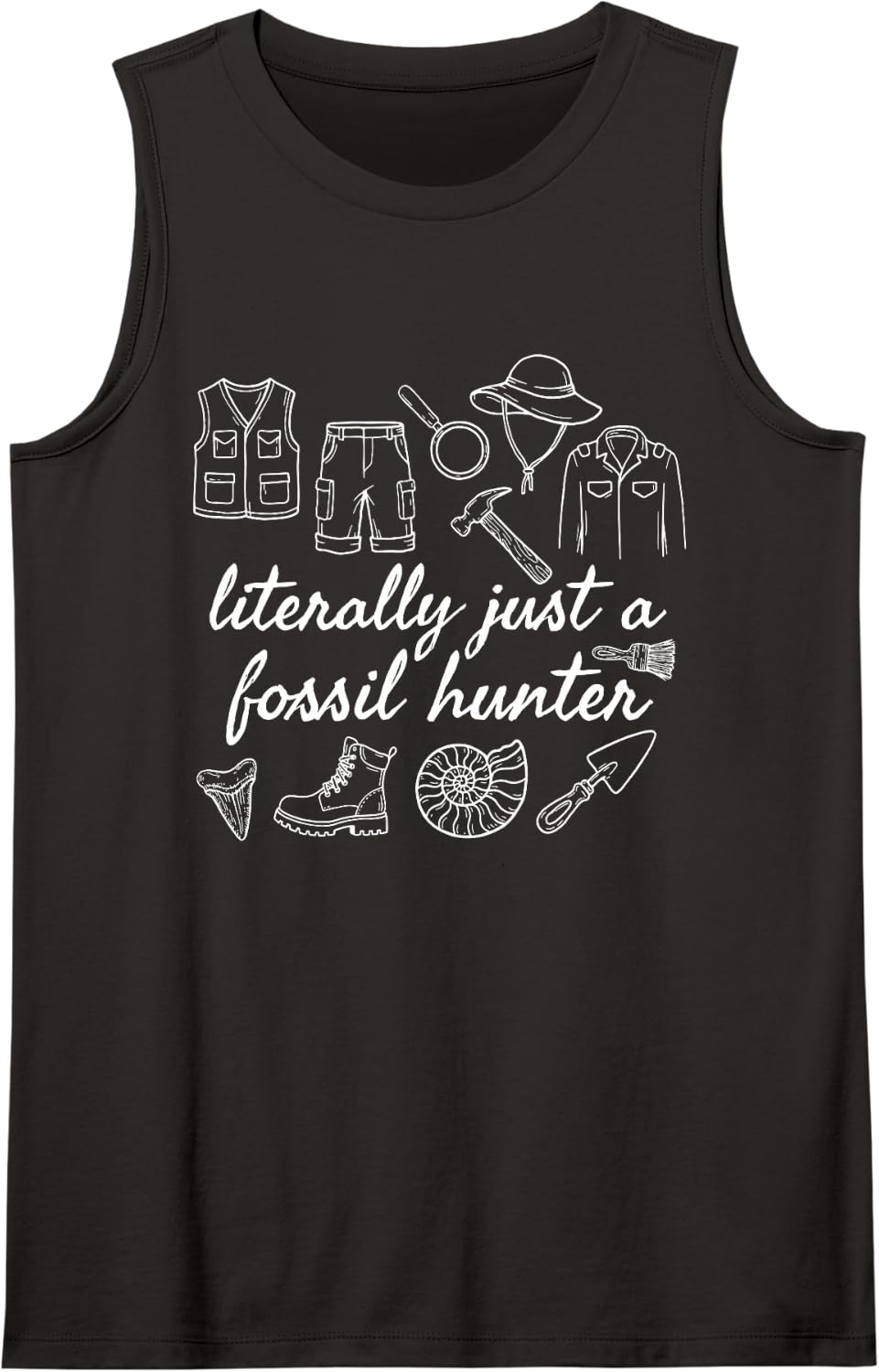 Fossil Hunting Paleontology Collector Hound Fossicker Sleeveless Tank Top - Black
