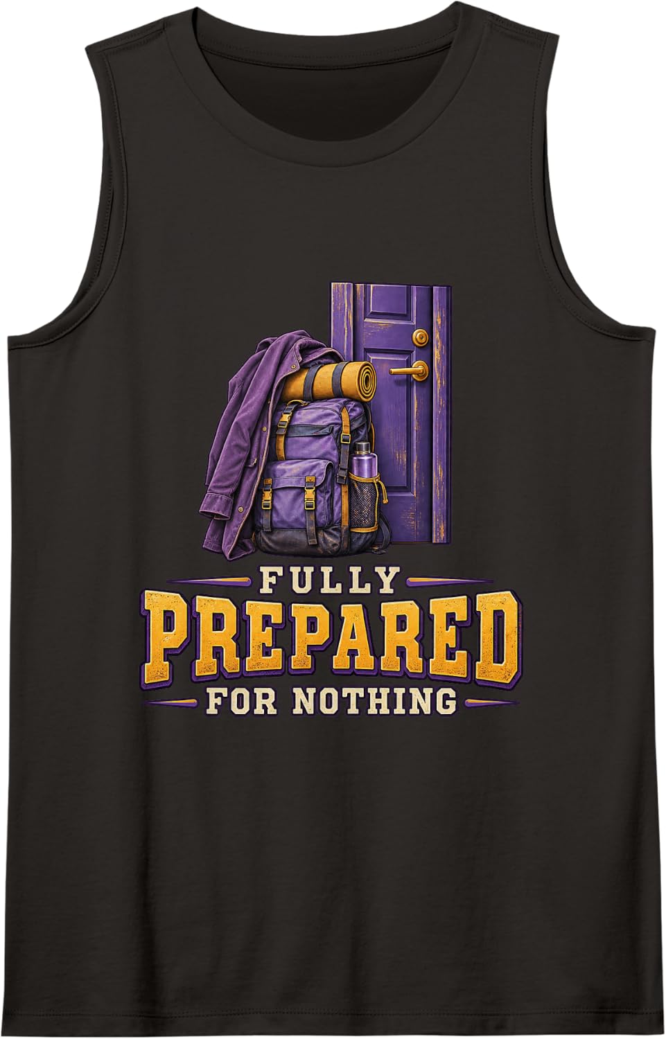 Fully Prepared for Nothing Sarcastic Quote Dry Humor Sleeveless Tank Top - Black