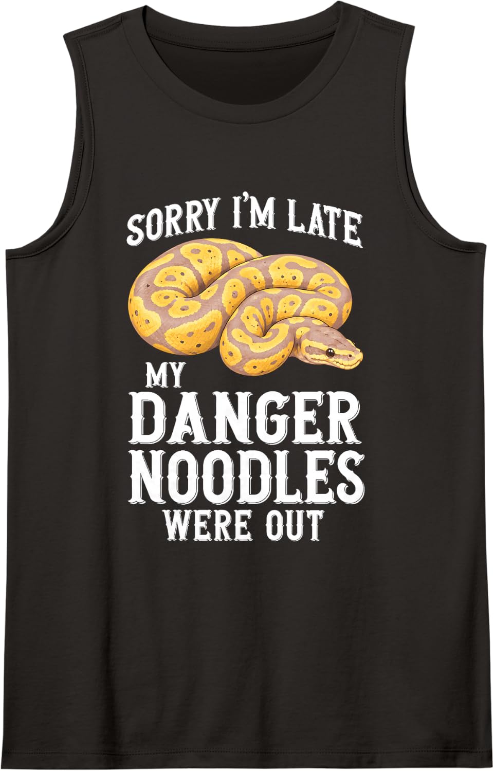 Banana Ball Python Danger Noodles were Out Funny Snake Lover Sleeveless Tank Top - Black