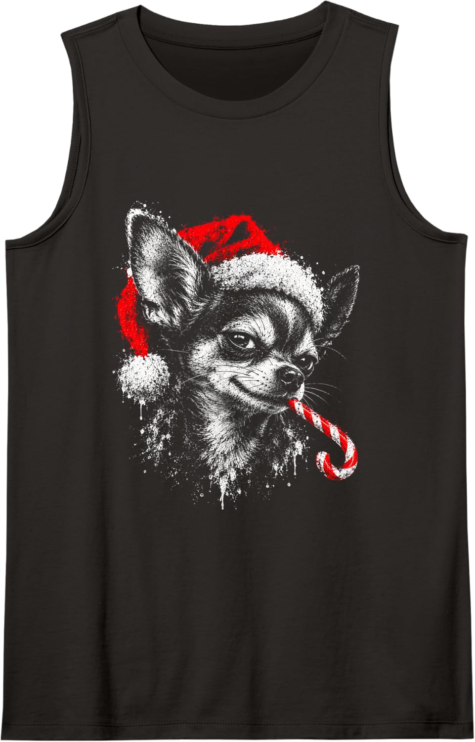 Funny Chihuahua Dog Meme Christmas Graphic for Women Men Sleeveless Tank Top - Black
