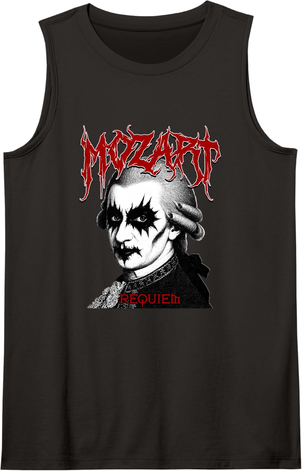 Mozart Funny Heavy Metal Band Death Metal Parody Metalhead Sleeveless Tank Top - Black