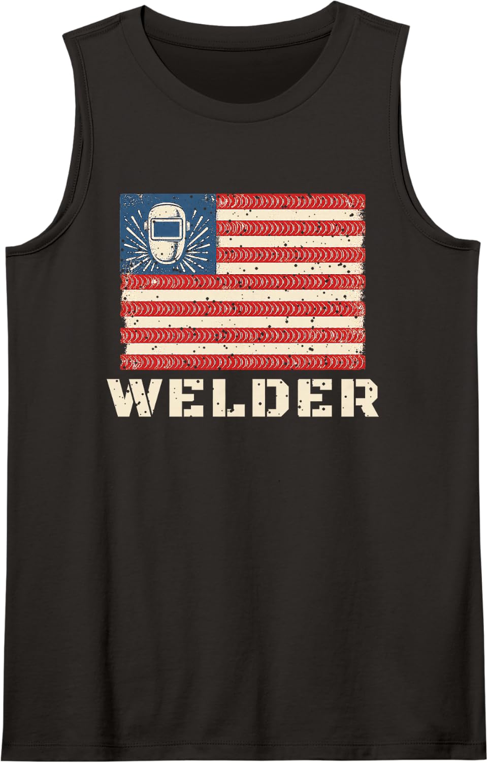 Welder American Flag Weld Bead Welding Trade Prid Sleeveless Tank Top - Black