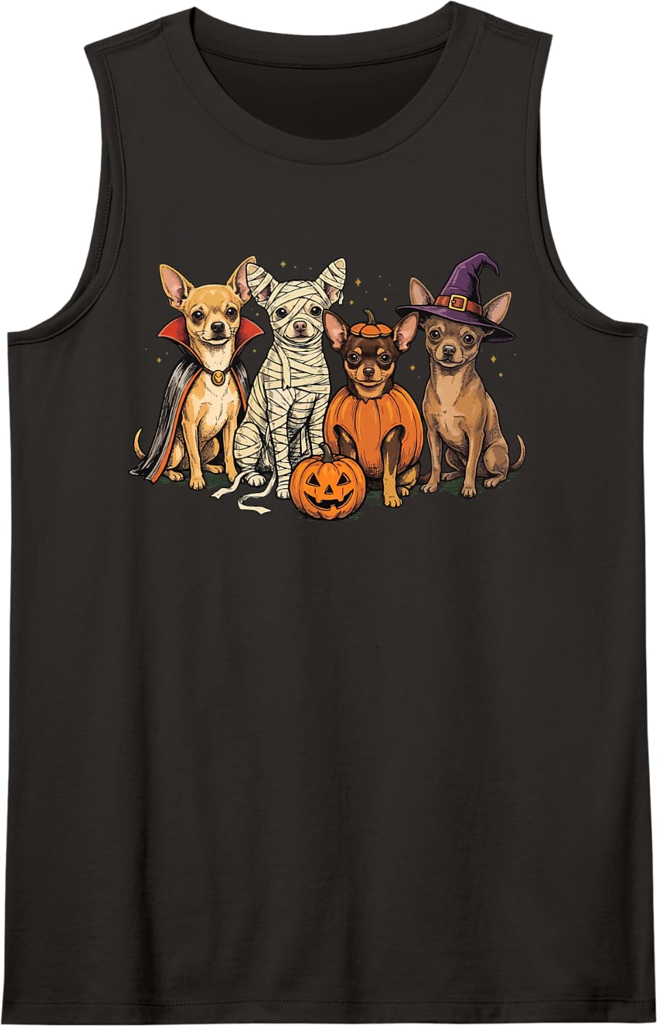Chihuahuas Halloween Costume Sleeveless Tank Top - Black