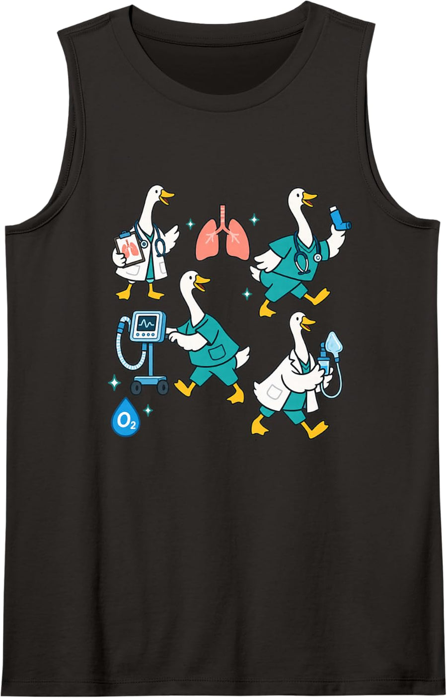 Cute Silly Goose Respiratory Therapist Medical Humor Sleeveless Tank Top - Black