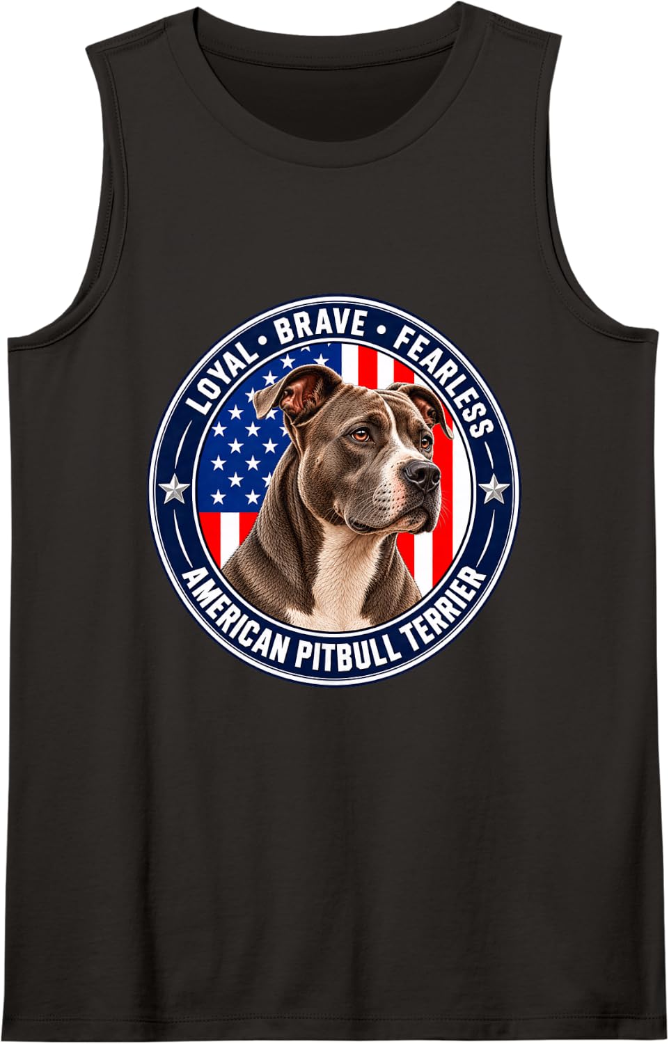 American Pit Bull Terrier Dog Lover Patriotic USA Flag Sleeveless Tank Top - Black
