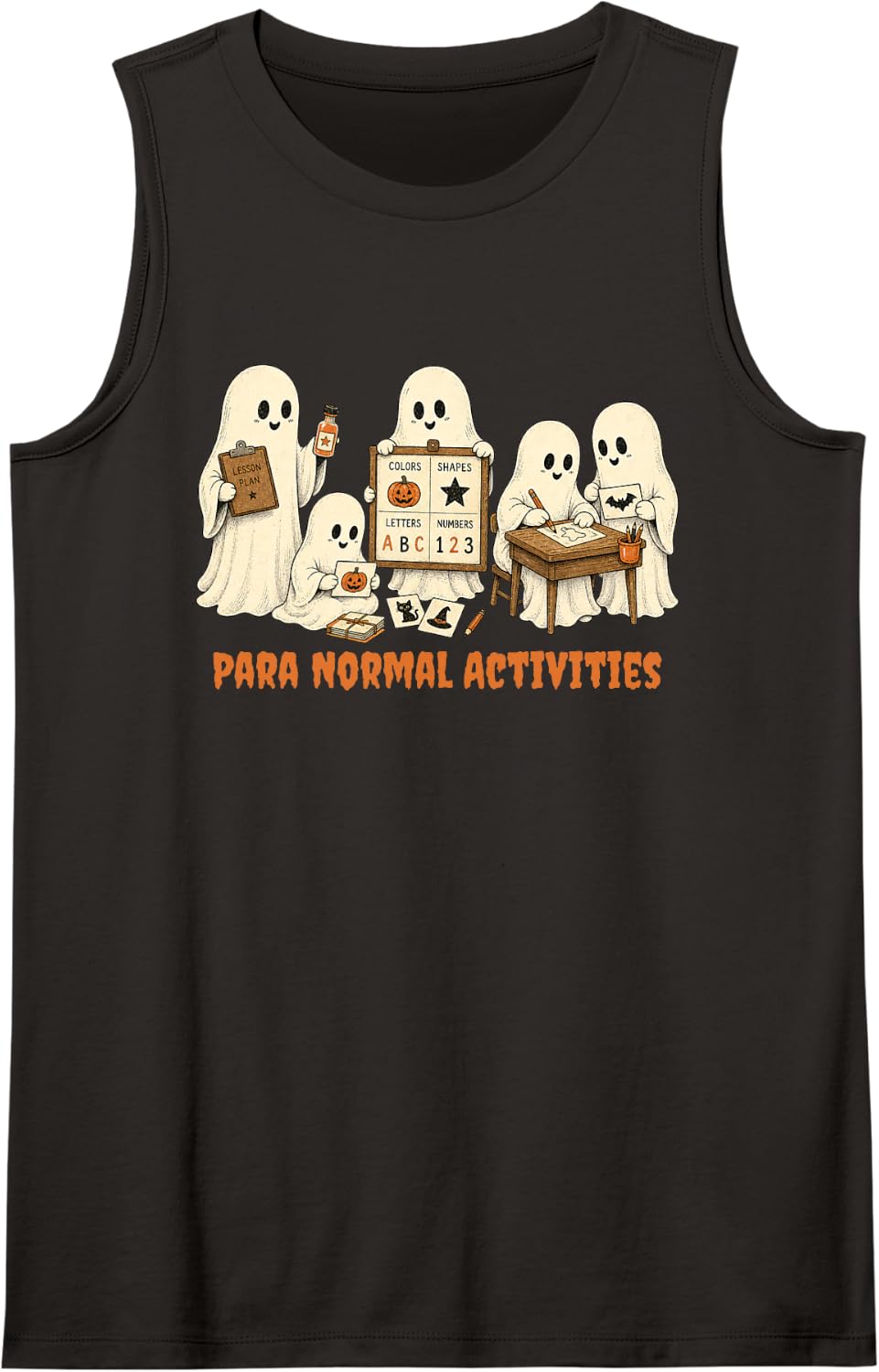 Paraprofessional Halloween Par Normal Activities Ghosts Sleeveless Tank Top - Black