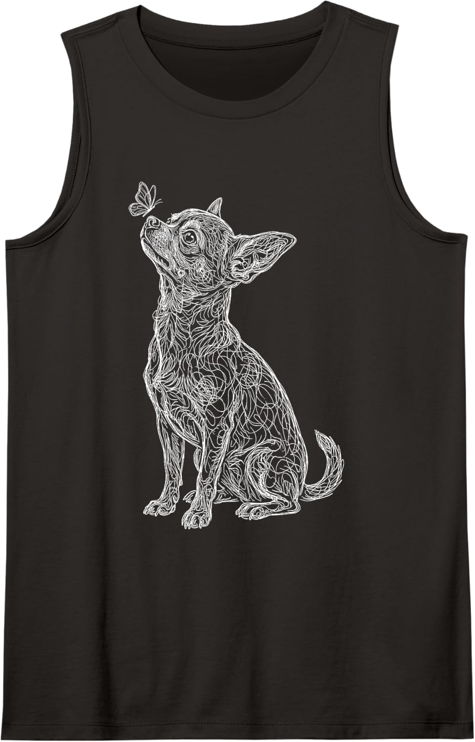 Chihuahua Butterfly Line Art Tank Top - Black