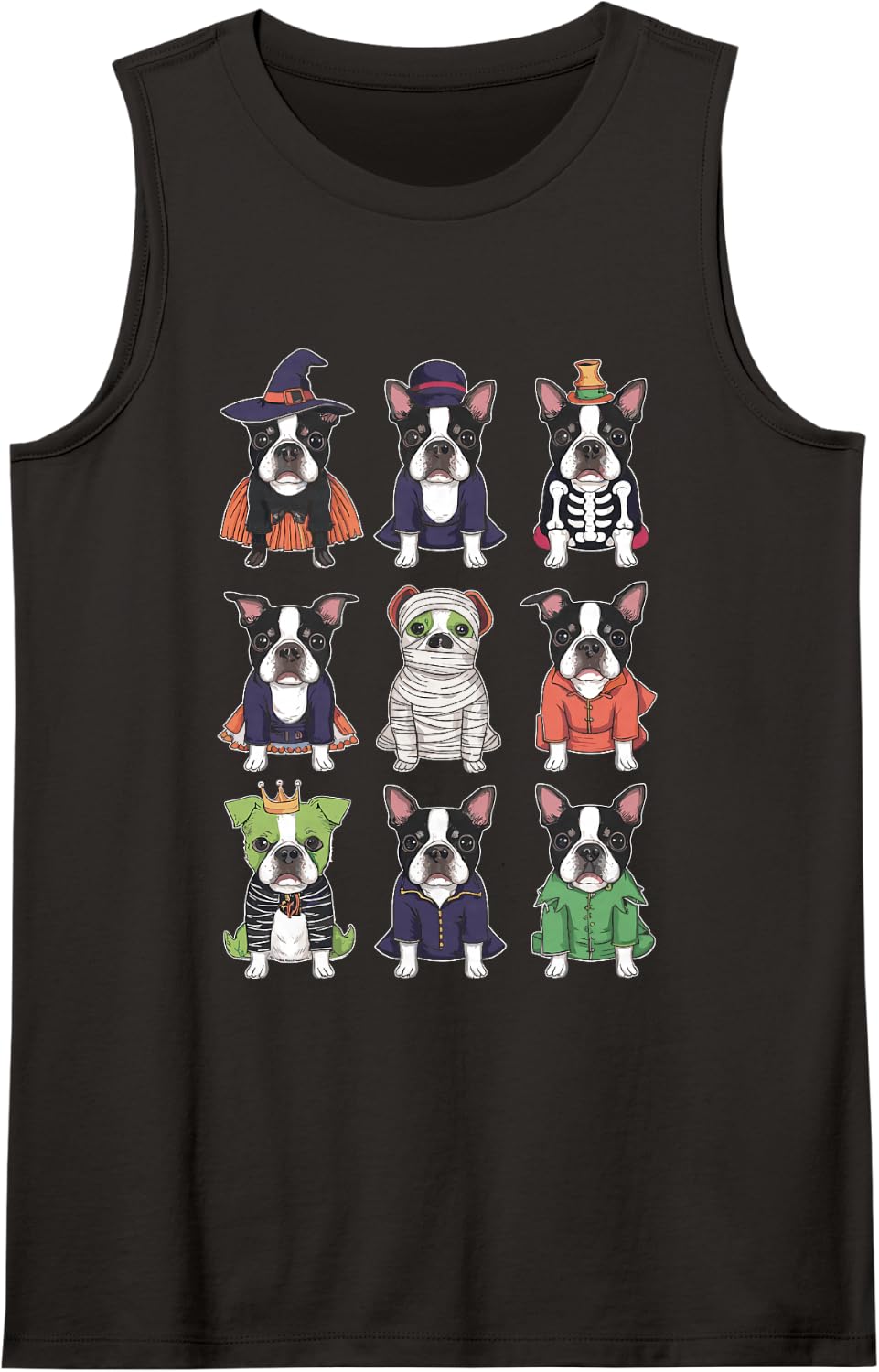 Halloween Boston Terrier Costume Sleeveless Tank Top - Black
