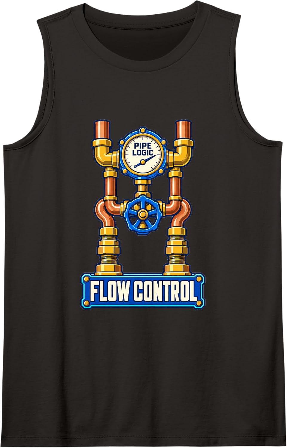 Plumbing Pipe Logic Flow Control Water Supply Systems Sleeveless Tank Top - Black