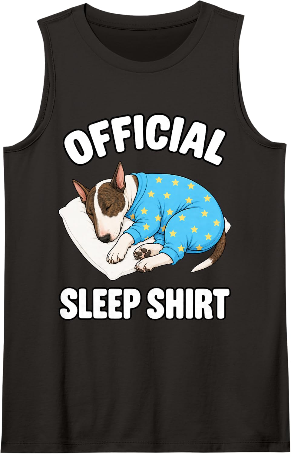 Bull Terrier Sleeping in Pajamas Official Sleepshirt Cute Sleeveless Tank Top - Black