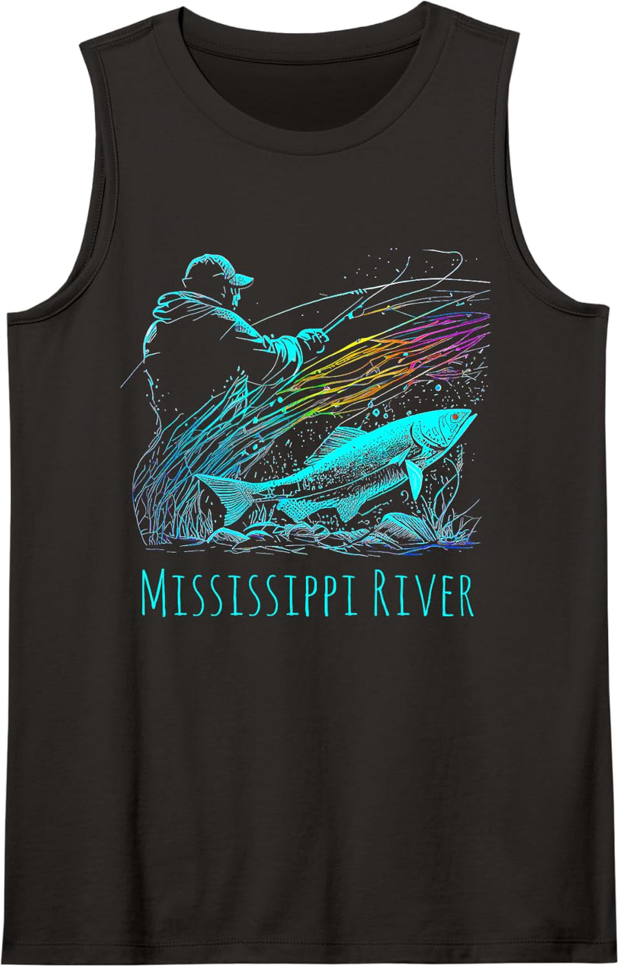 Mississippi River Sleeveless Tank Top - Black