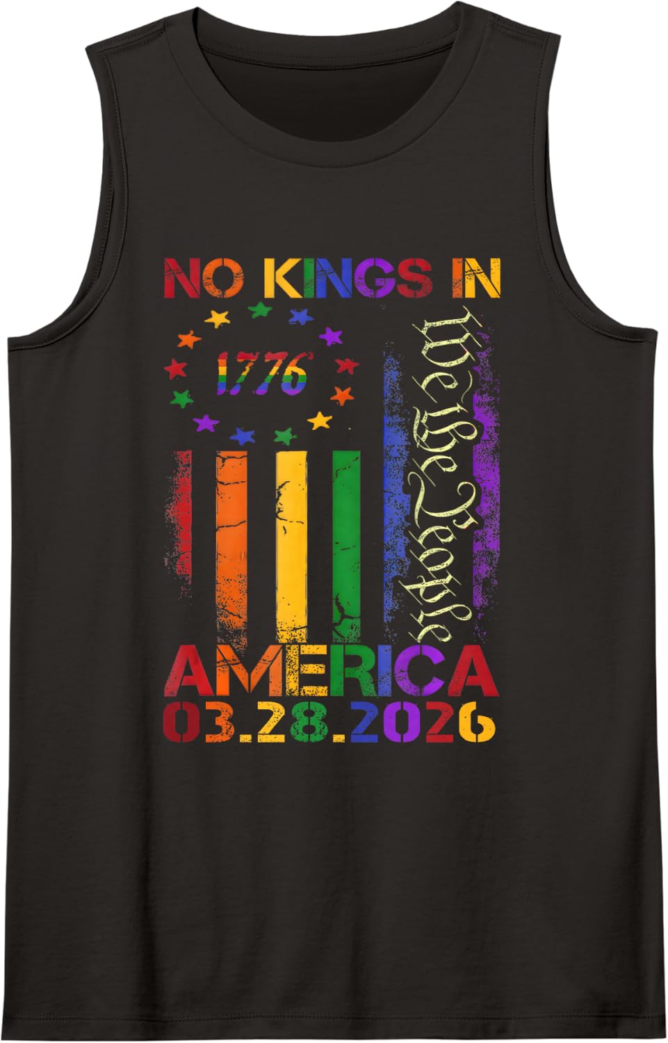 No Kings March 28 2026 No Kings Day Vintage Funny Men Women Sleeveless Tank Top - Black