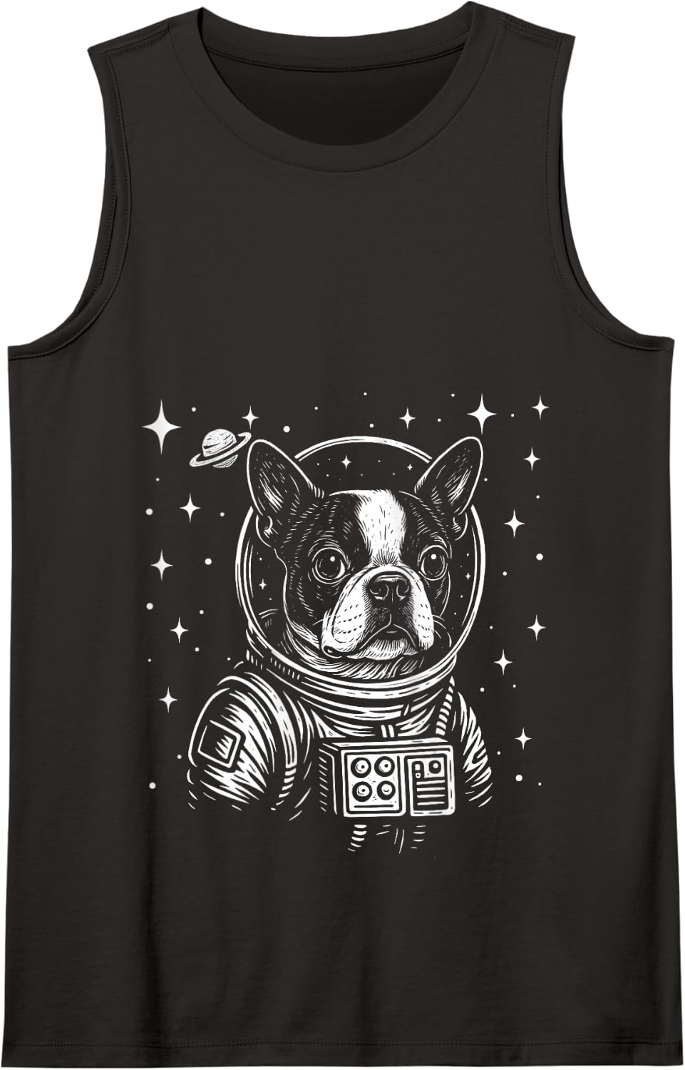 Astronaut Boston Terrier Space Galaxy Dog Lovers Tank Top - Black