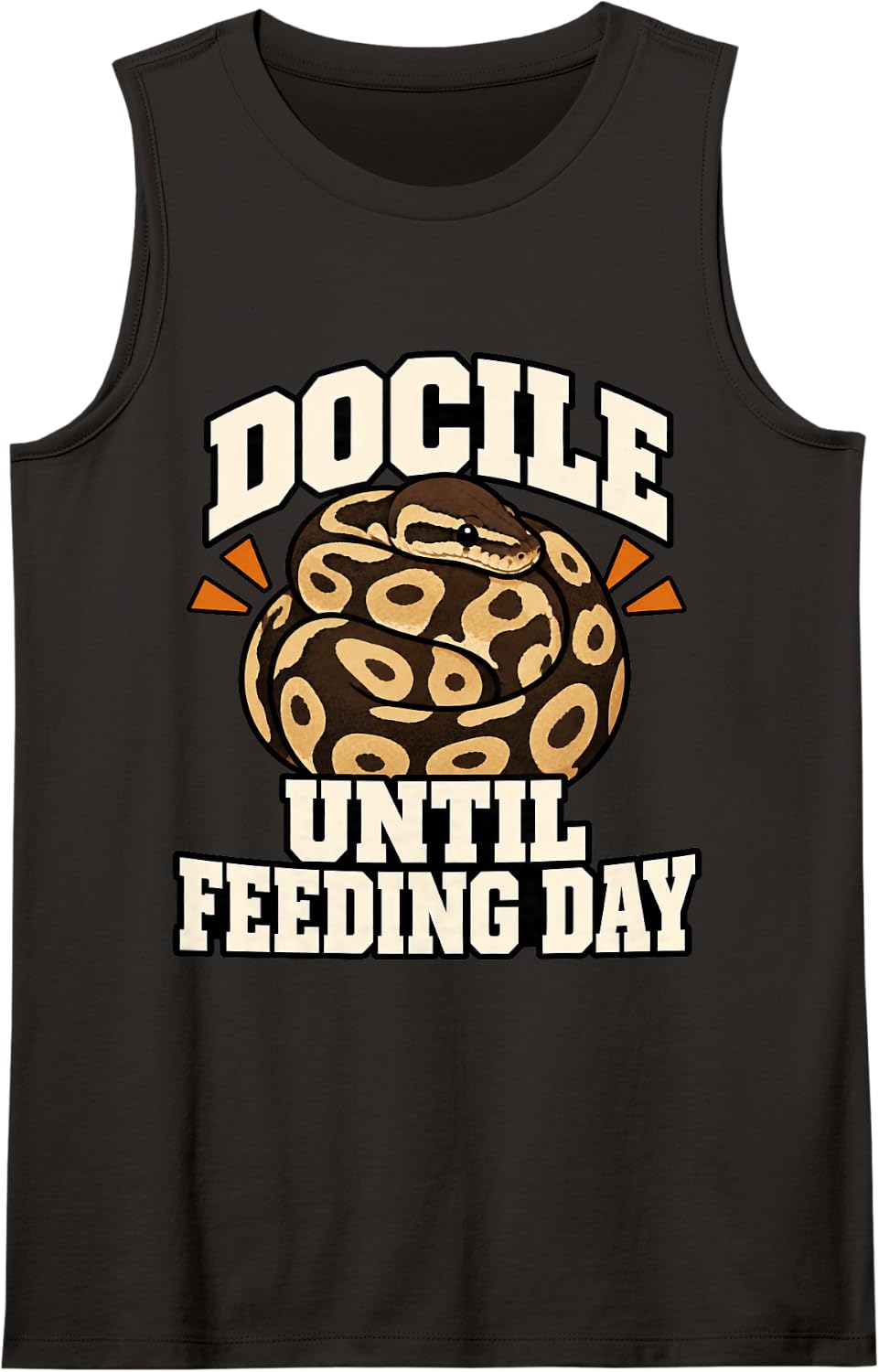 Ball Python Docile Until Feeding Day Snake Lover Reptile Sleeveless Tank Top - Black
