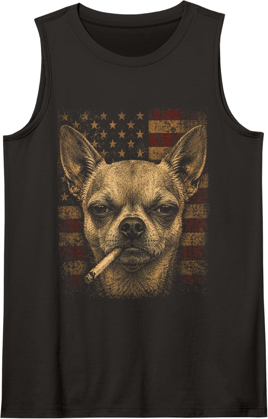 Funny Chihuahua Dog Smoking Cigarette Funny Chihuahua Meme Sleeveless Tank Top - Black