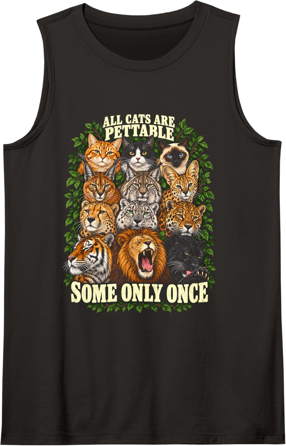 Wild Cat Lover All Cats are Pettable Some Only Once Funny Sleeveless Tank Top - Black