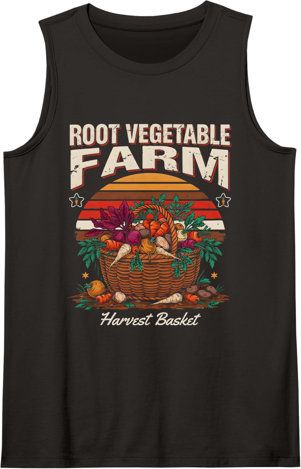 Root Vegetable Farm Harvest Basket Autumn Sleeveless Tank Top - Black