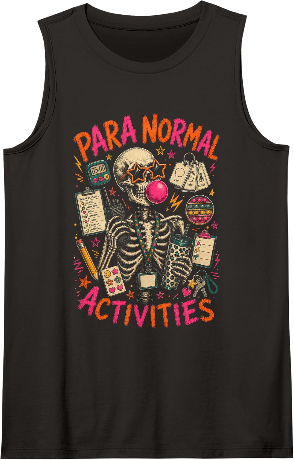 para Normal Activities Paraprofessional Skeleton Tank Top - Black