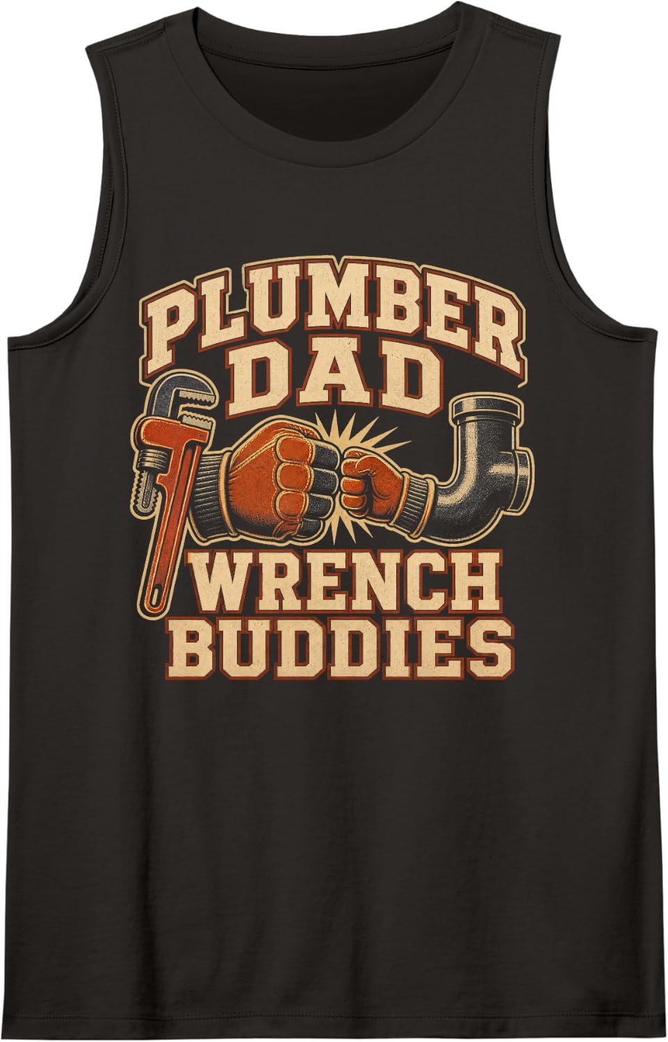 Plumber Dad Wrench Buddies Pipe Fitter Sleeveless Tank Top - Black