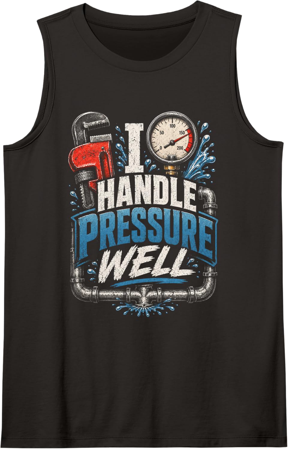Engineer Pipe Master Plumbing Pipes Theme Pipefitter Tank Top - Black