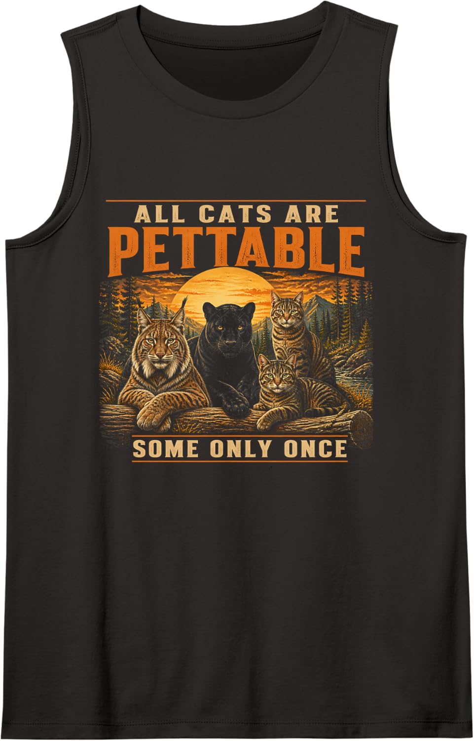 All Cats are Pettable Some Only Once Funny Cat Lover Sleeveless Tank Top - Black