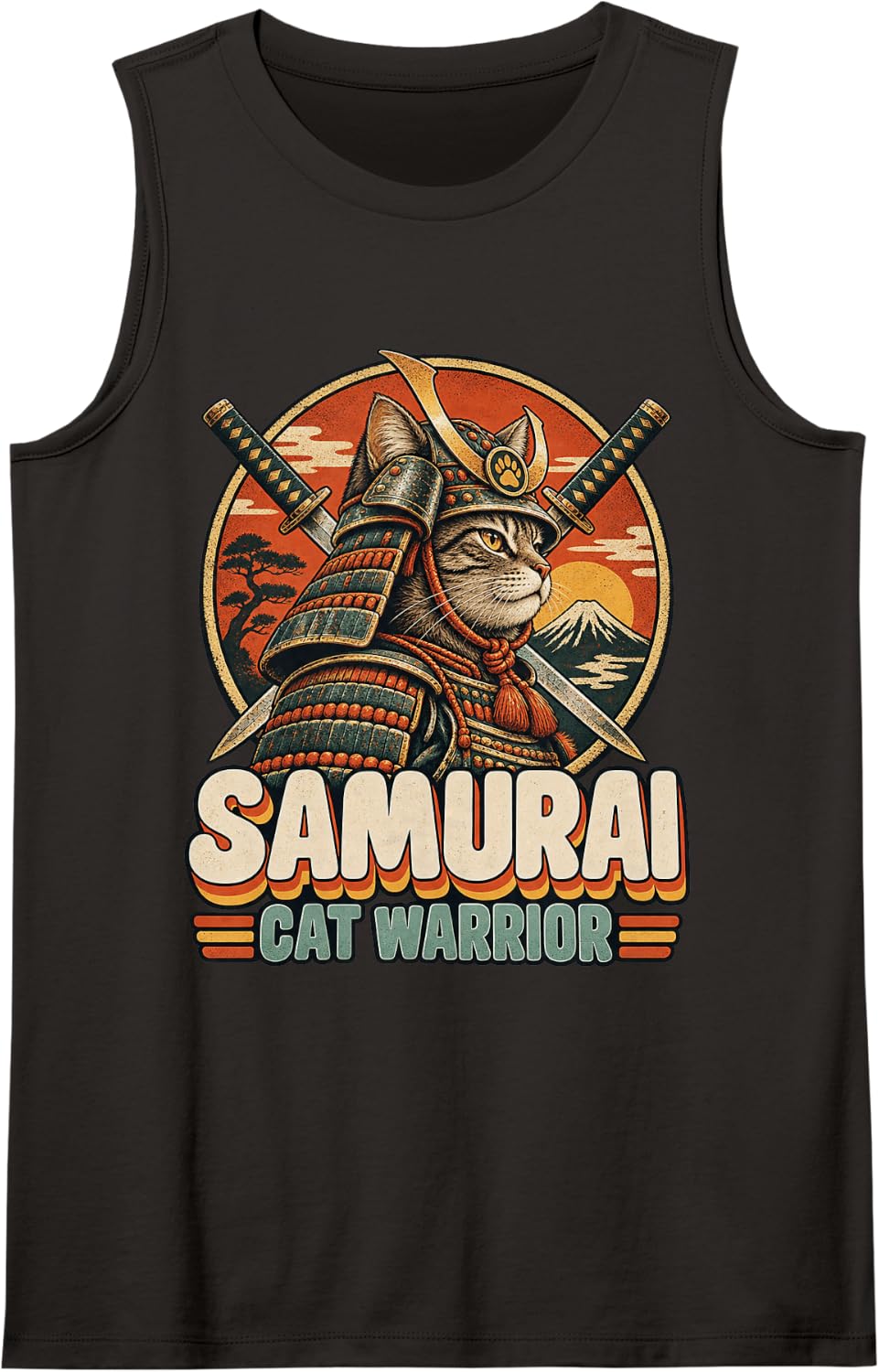 Japanese Graphic Sleeveless Tank Top - Black