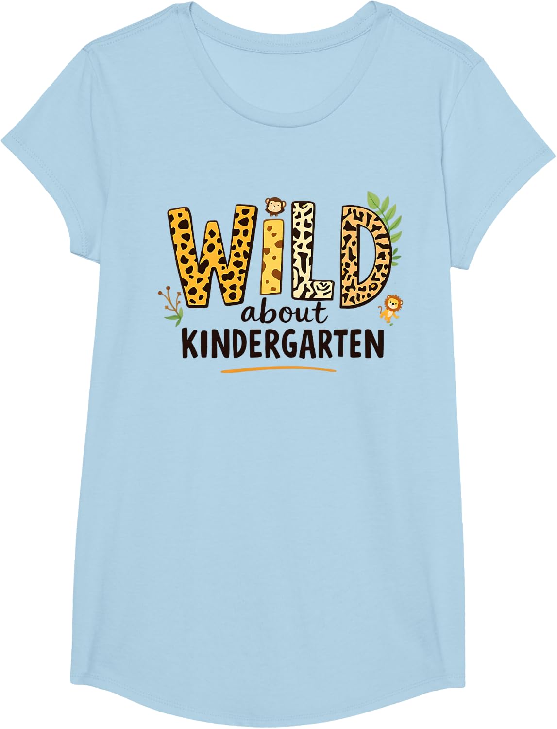 Wild About Kindergarten Back to School Teacher T-Shirt - Girls Baby Blue