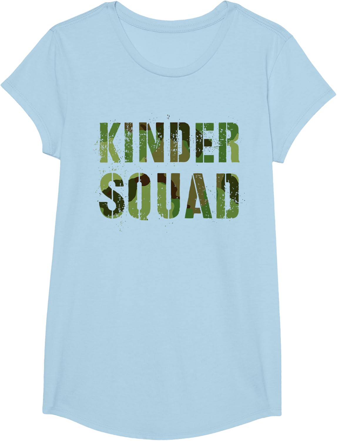 Camo KINDERGARTEN SQUAD Teacher Hello Kinder School Officer T-Shirt - Girls Baby Blue
