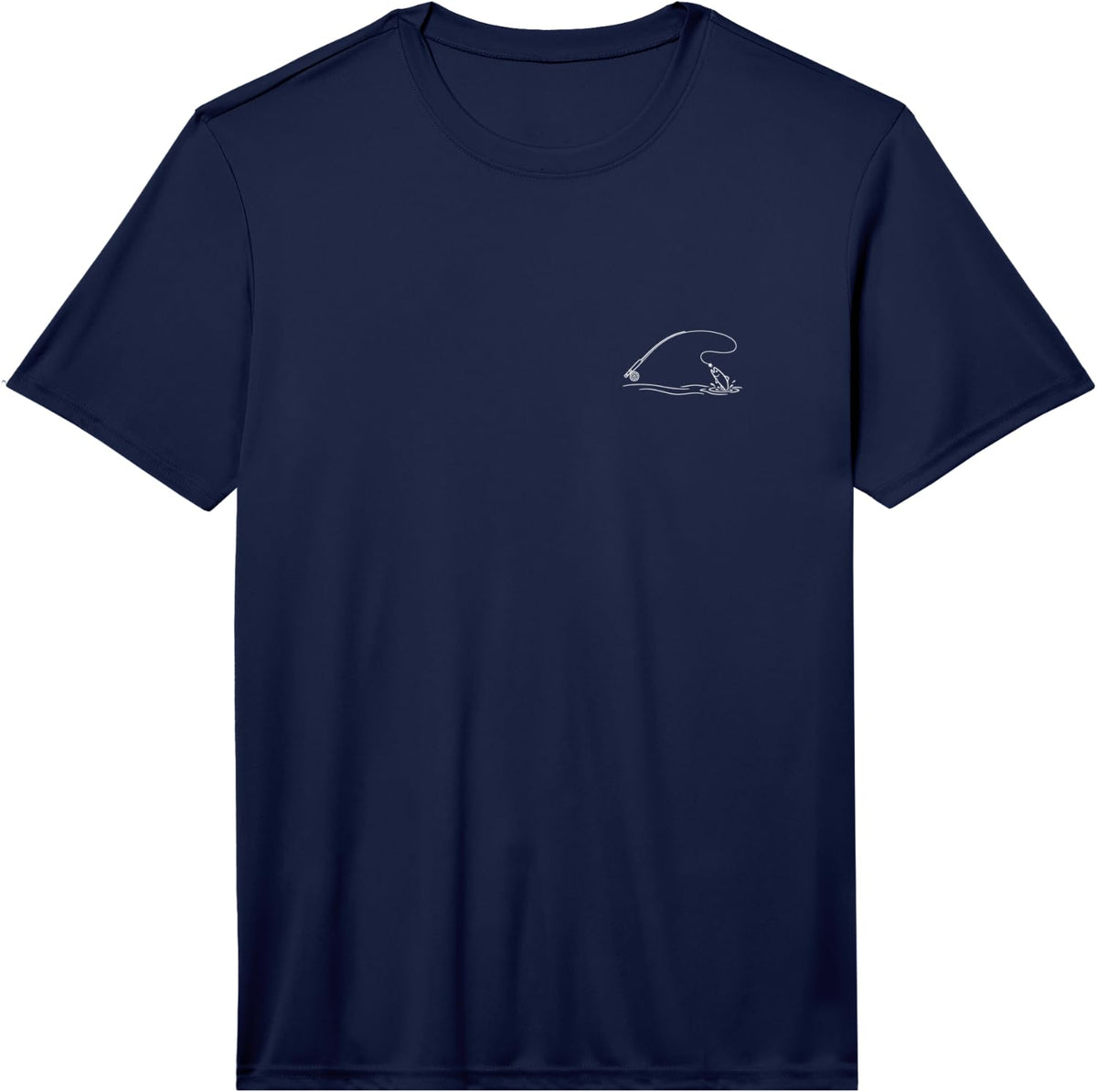 Fly Fishing Tiny Hobby Scene Minimalist Angler Design Performance T-Shirt - Navy Blue