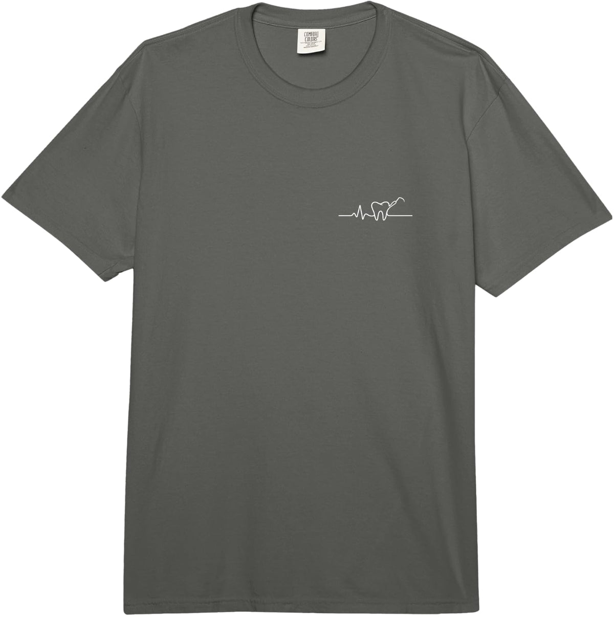 Dental Hygienist Heartbeat Minimalist Dental Design Comfort Colors Adult Heavyweight T-Shirt - Adult Unisex Dark Grey