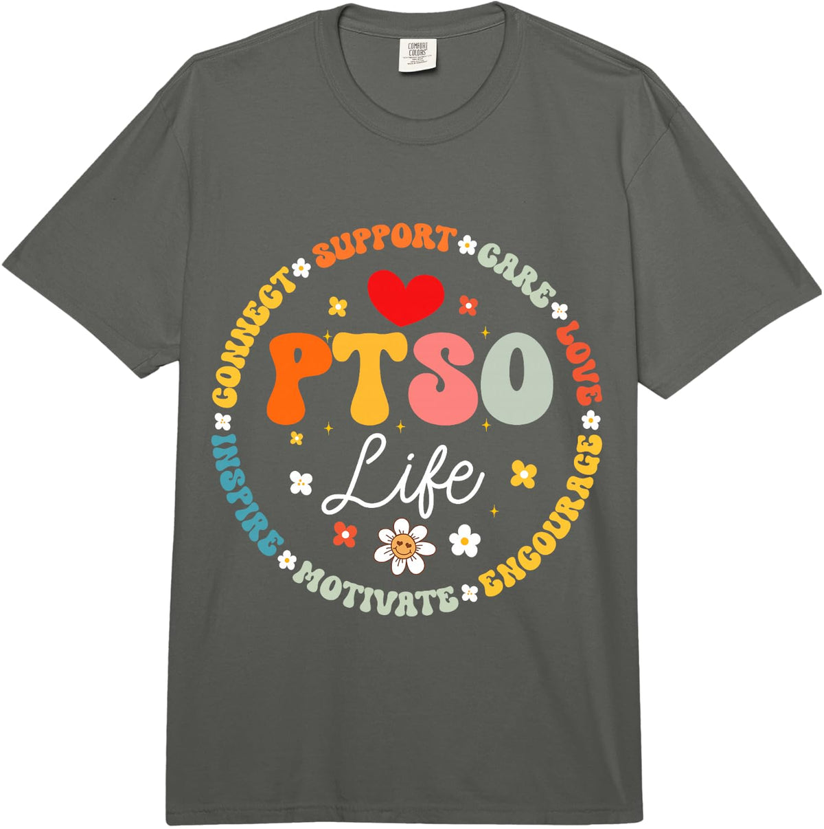 Groovy PTSO Life Appreciation Week Back to School Comfort Colors Adult Heavyweight T-Shirt - Adult Unisex Dark Grey