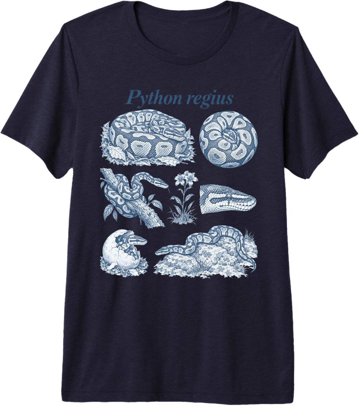 Python Regius Ball Python Snake Premium Tri-Blend T-Shirt - Navy Blue
