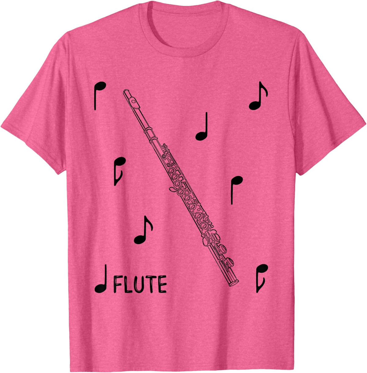 Music Notes Flute T-Shirt - Pink Heather