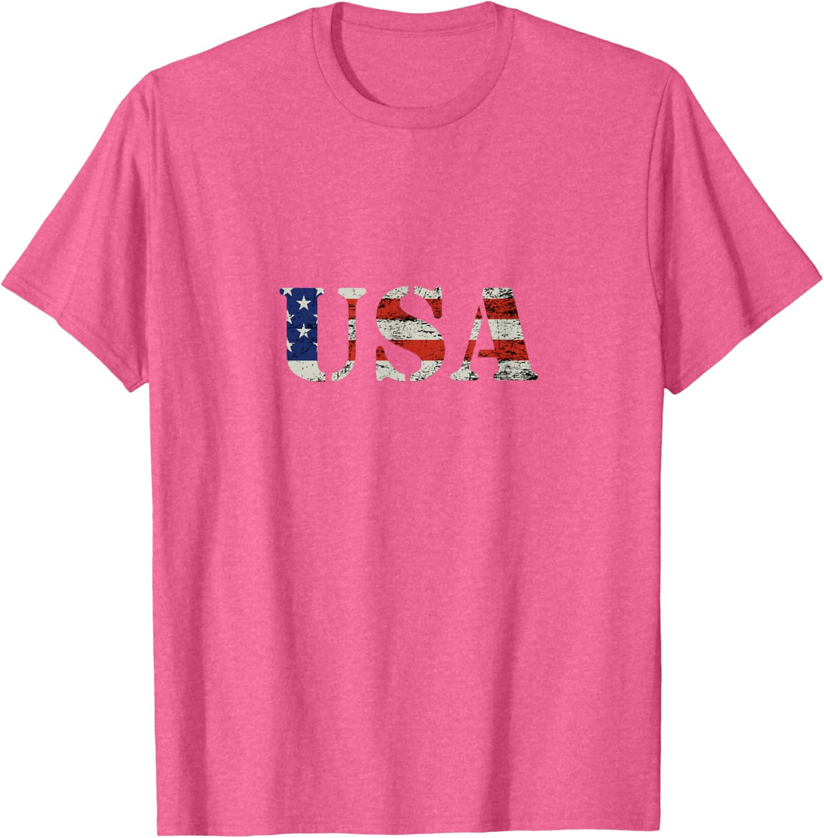 USA American Flag Patriotic Women Men Kids Red White Blue T-Shirt - Pink Heather