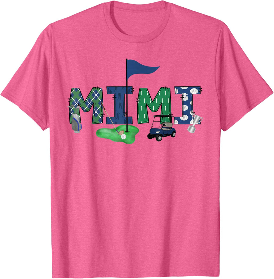 Mimi of The Birthday Boy Hole in One Golf Sport Matching T-Shirt - Pink Heather