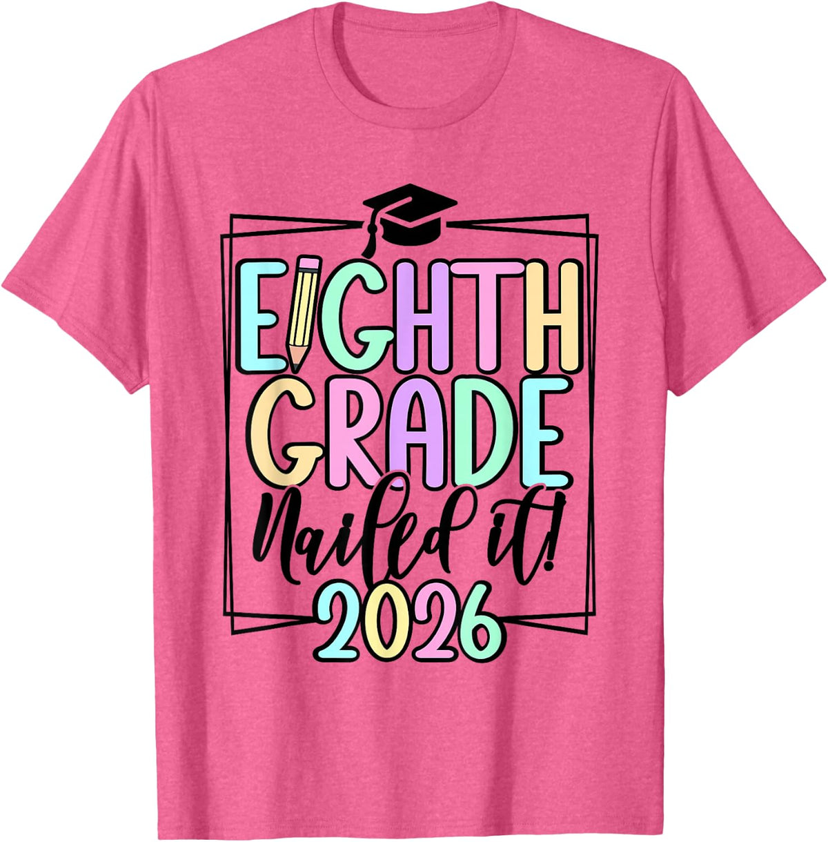 8th Grade 2026 Middle School Graduation T-Shirt - Pink Heather