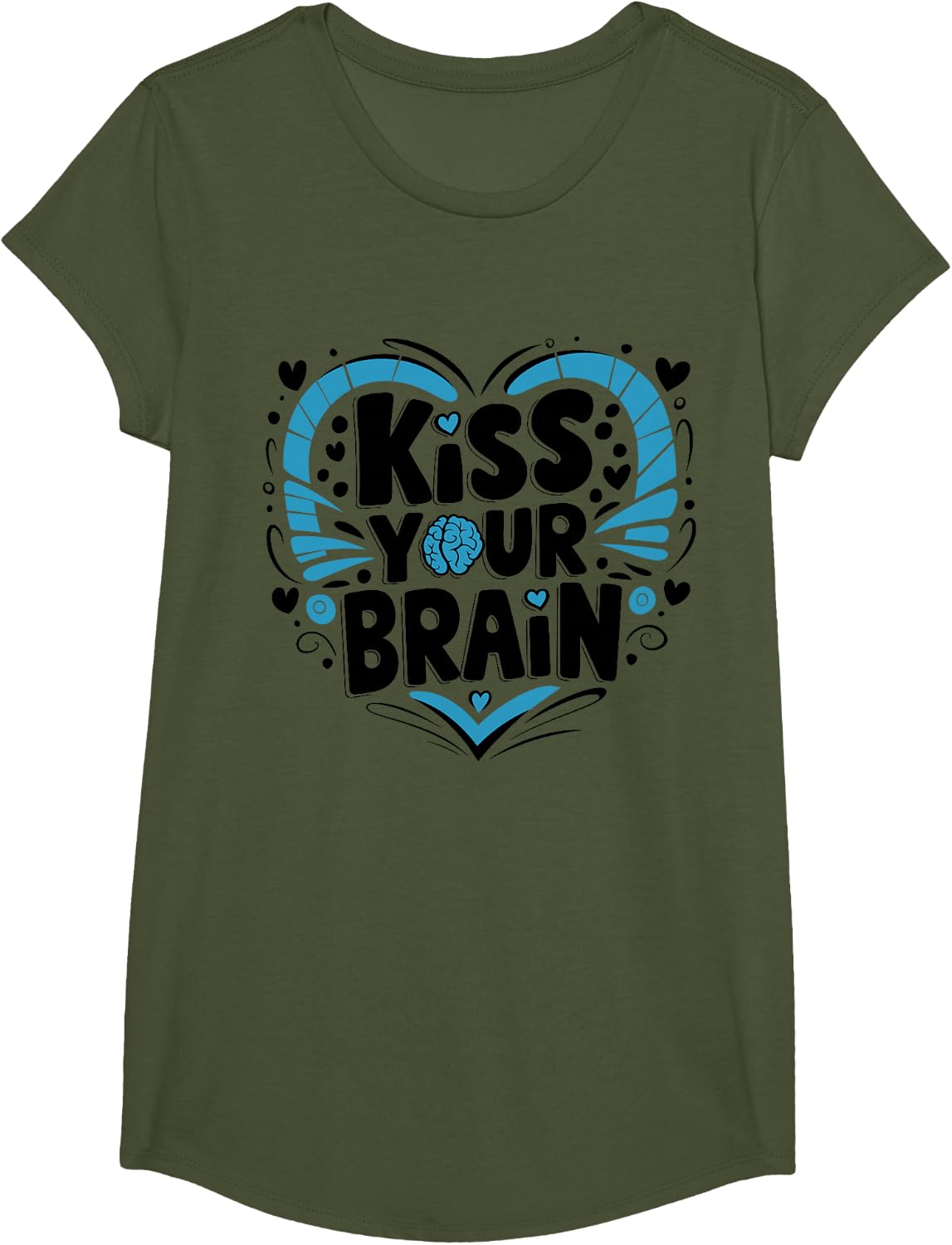 Kiss Your Brain, SPED Paraprofessional Special Ed Teacher T-Shirt - Girls Olive Green