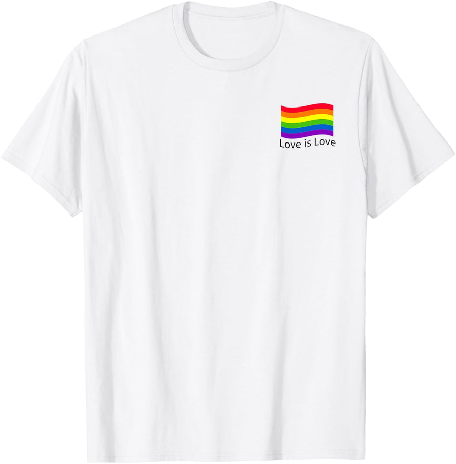 LGBTQ Flag Minimalist Gay Pride CSD Love is Love T-Shirt - White