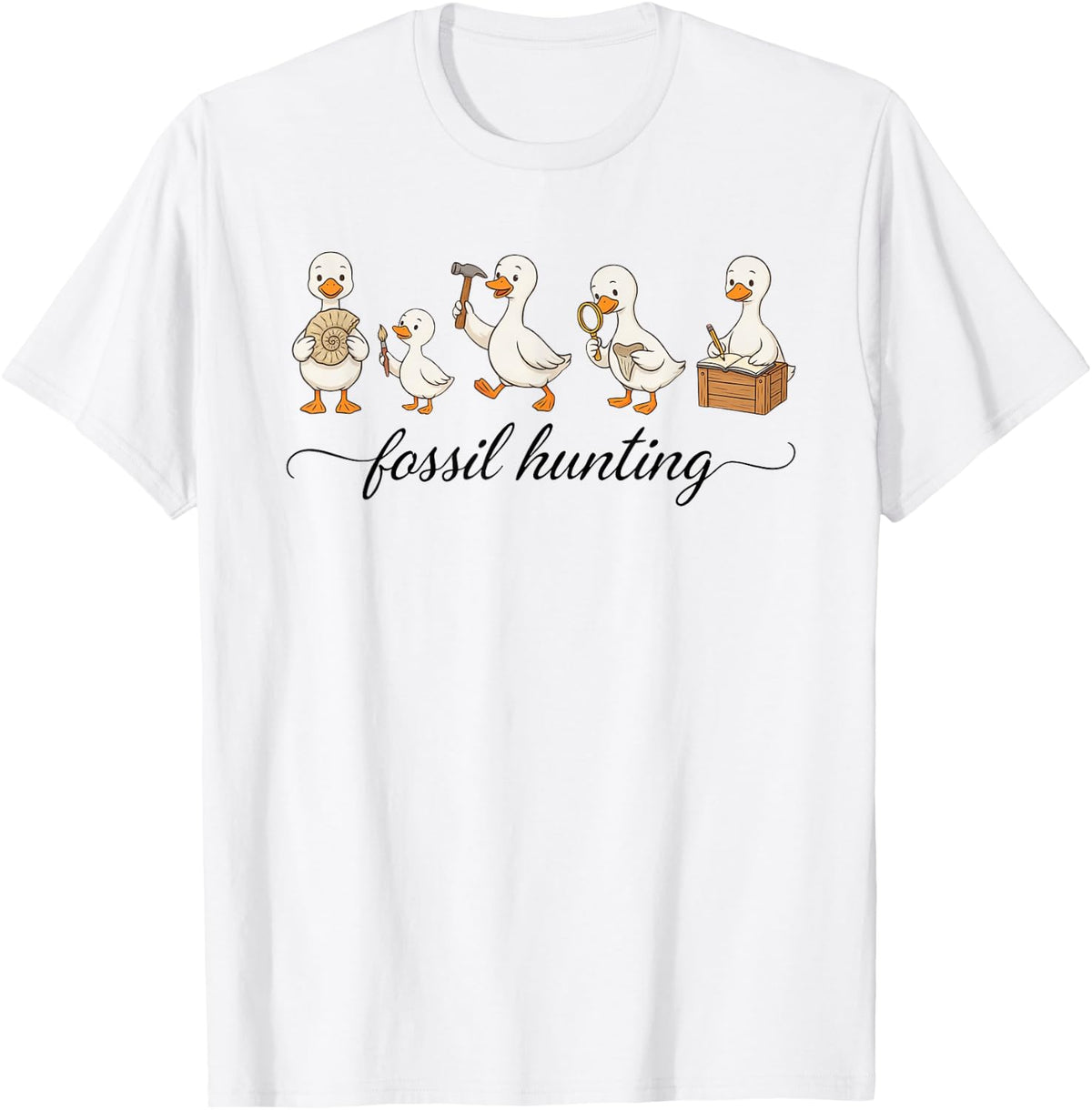 Fossil Hunting Paleontology Collector Hound Gathering T-Shirt - White