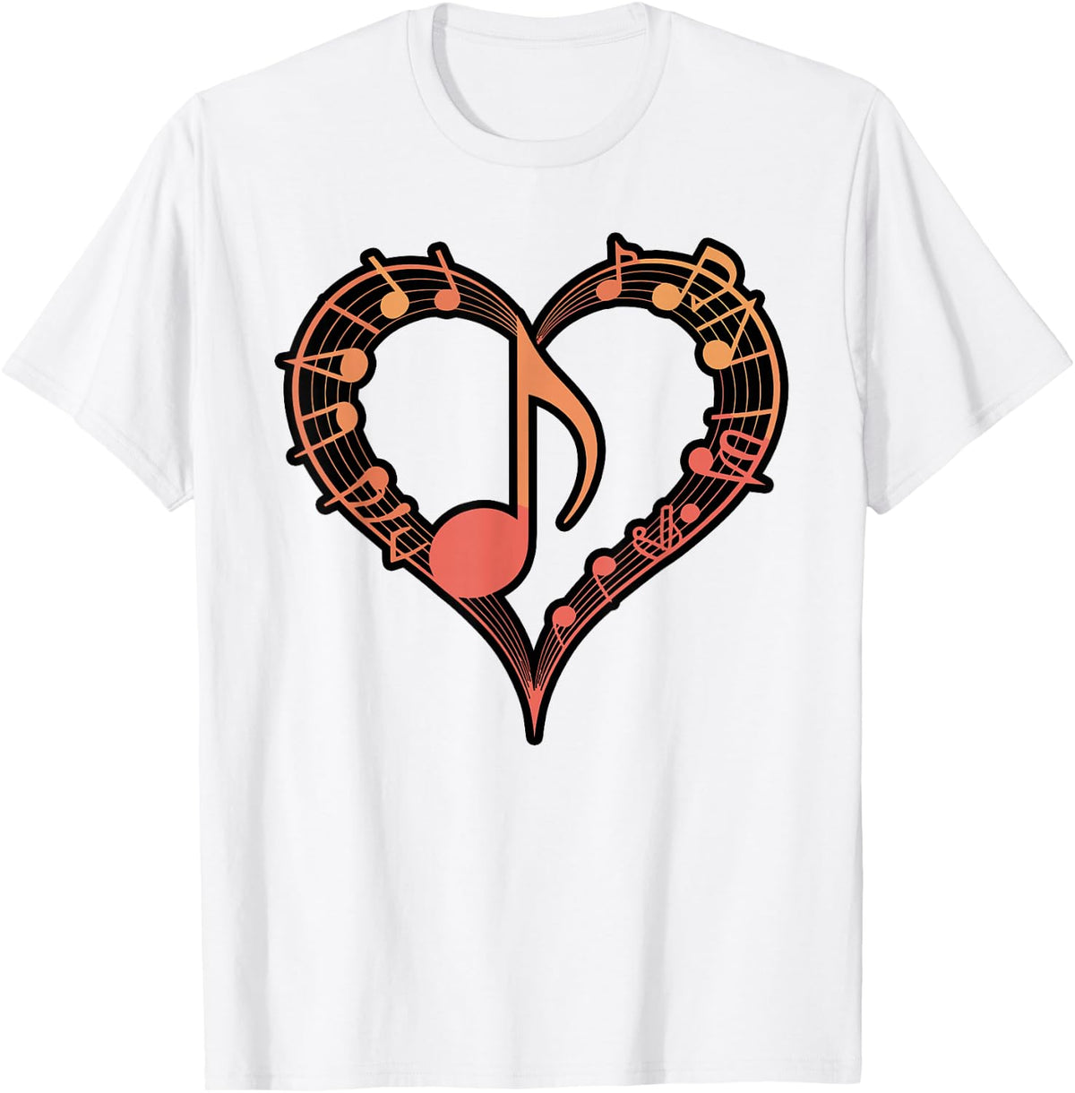 Heart Music Notes Pink Minimalist Design T-Shirt - White