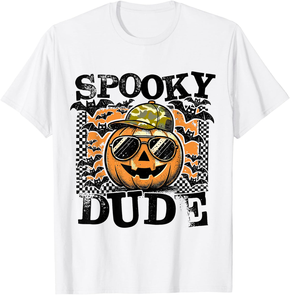 Spooky Dude Halloween Pumpkin Fall Autumn Season Boys Kids T-Shirt - White