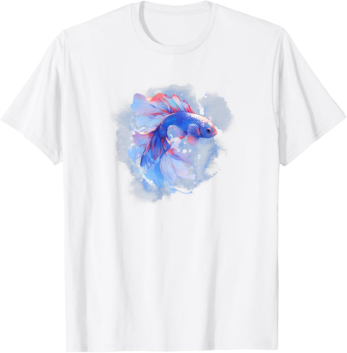 Blue Beta Water Color Tropical Betta Fish Lover - T-Shirt - White