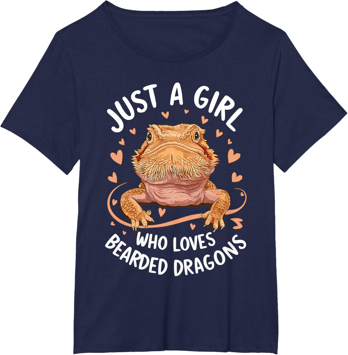 Just A Girl Who Loves Bearded Dragon Tee Shirt for Girls Women Kids T-Shirt - Navy Blue