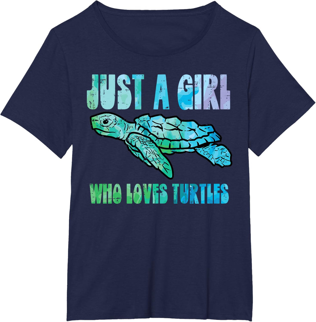 Just A Girl Who Loves Turtles Cute Tortoise Women Girls Kids T-Shirt - Navy Blue