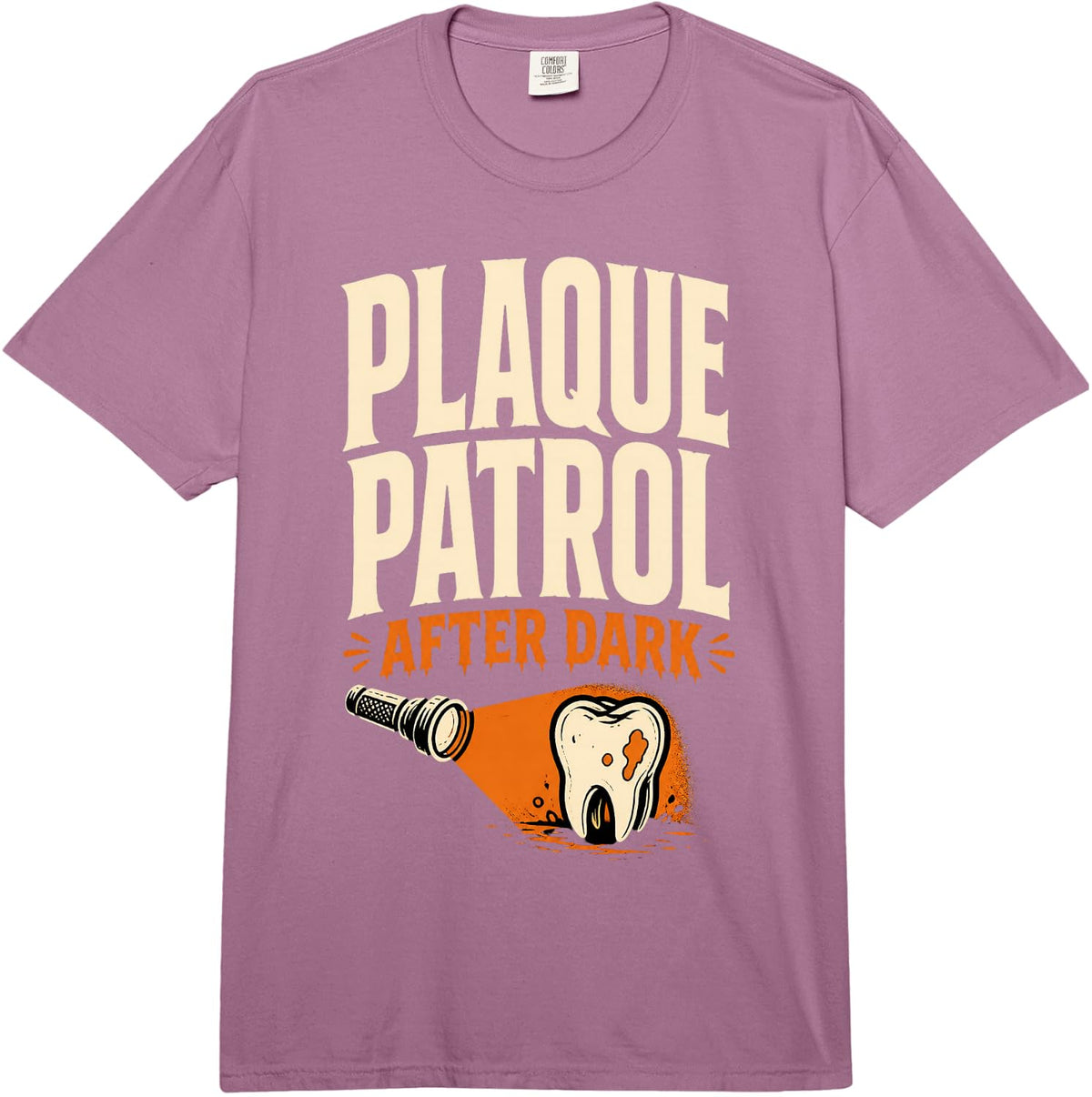 Plaque Patrol After Dark Dental Hygienist Halloween Comfort Colors Adult Heavyweight T-Shirt - Adult Unisex Plum
