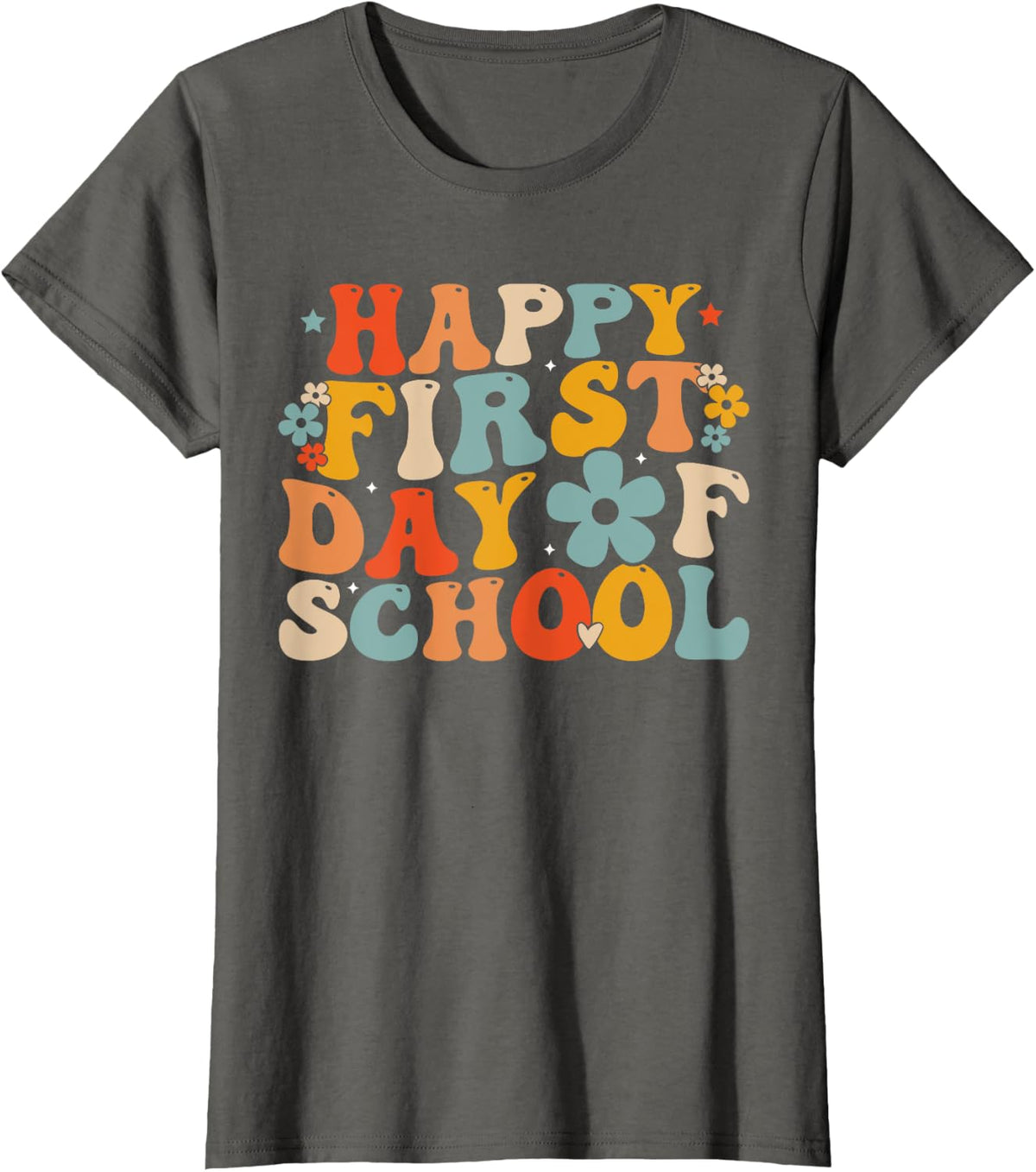 Retro Happy First Day of School Teacher Back to School Men Women Kids T-Shirt - Asphalt Grey