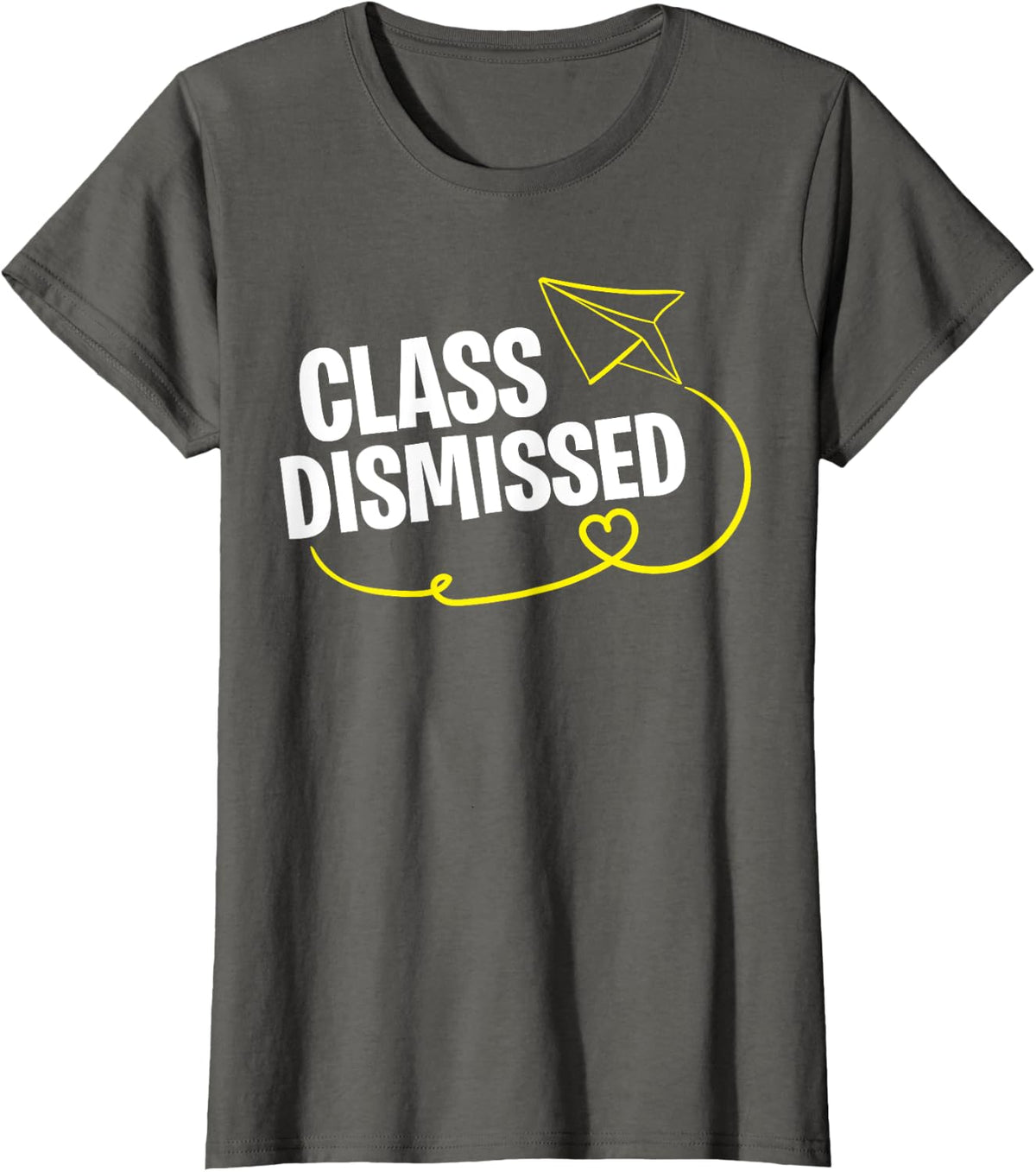 Last Day of School Class Dismissed Paper airplane Teacher Men Women Kids T-Shirt - Asphalt Grey